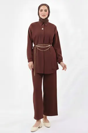 Brooch Detailed Hijab Two-piece Set