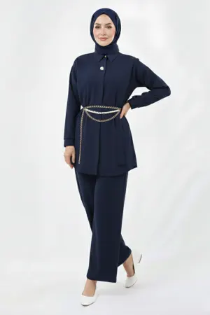 Brooch Detailed Hijab Two-piece Set