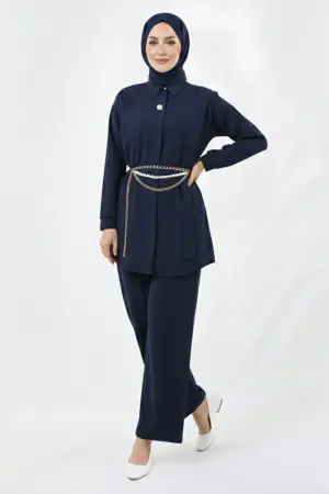 Brooch Detailed Hijab Two-piece Set