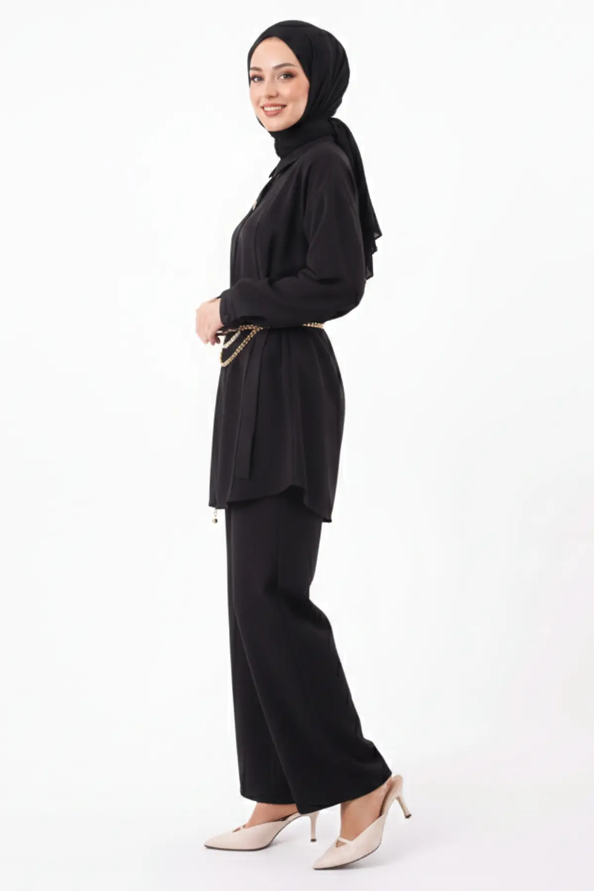 Brooch Detailed Hijab Two-piece Set-detail