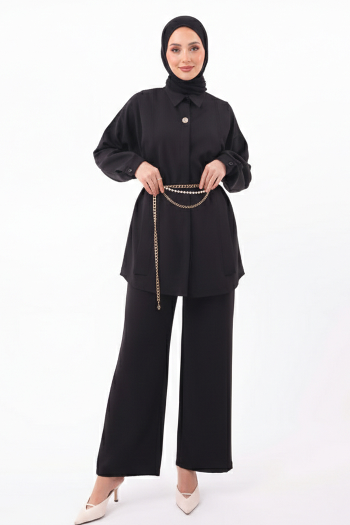 Brooch Detailed Hijab Two-piece Set