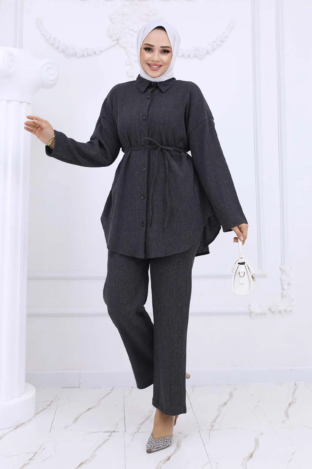 Bürümcük Double Suit With Waist Belt-detail