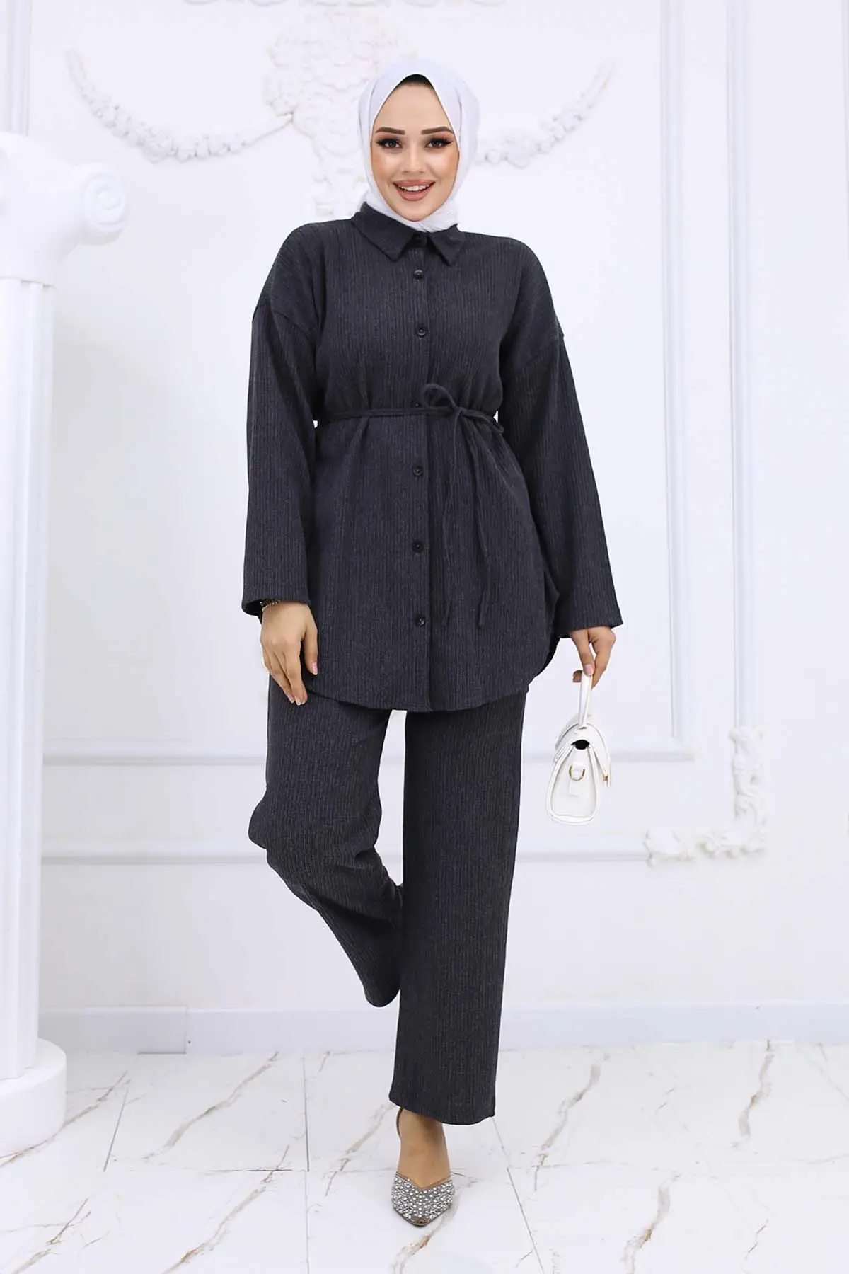 Bürümcük Double Suit With Waist Belt-detail