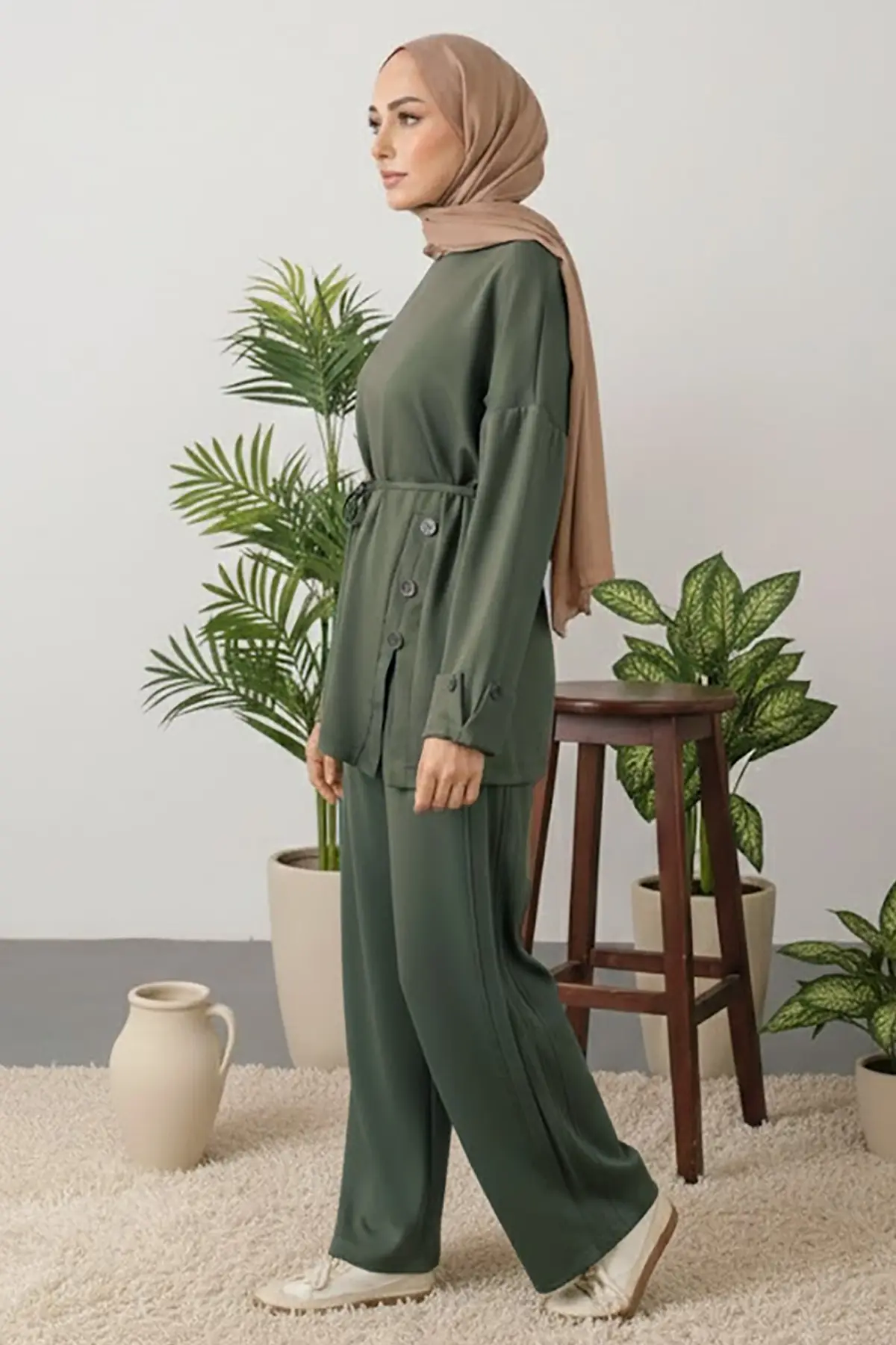 Button Detail Tunic Set-detail