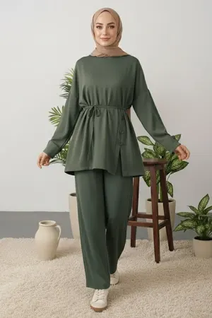 Button Detail Tunic Set