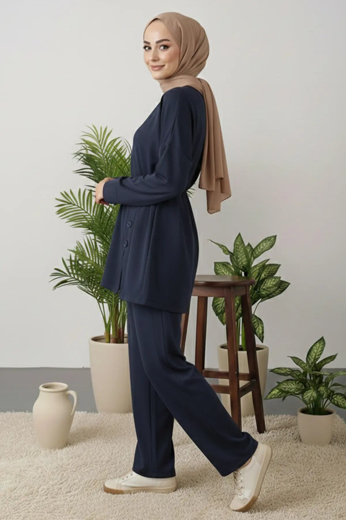 Button Detail Tunic Set-detail