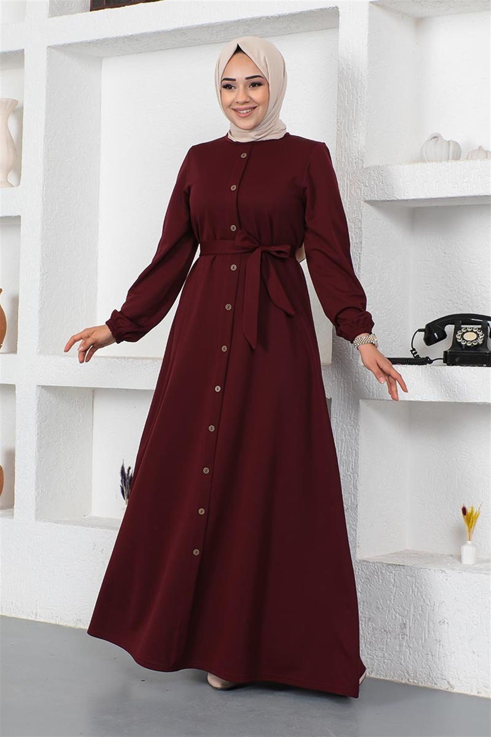 Button Detailed Belted Dress