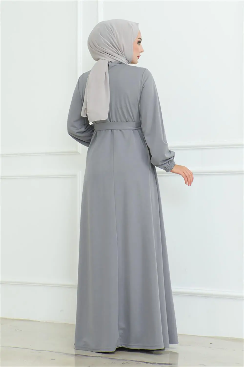 Button Detailed Belted Dress-detail