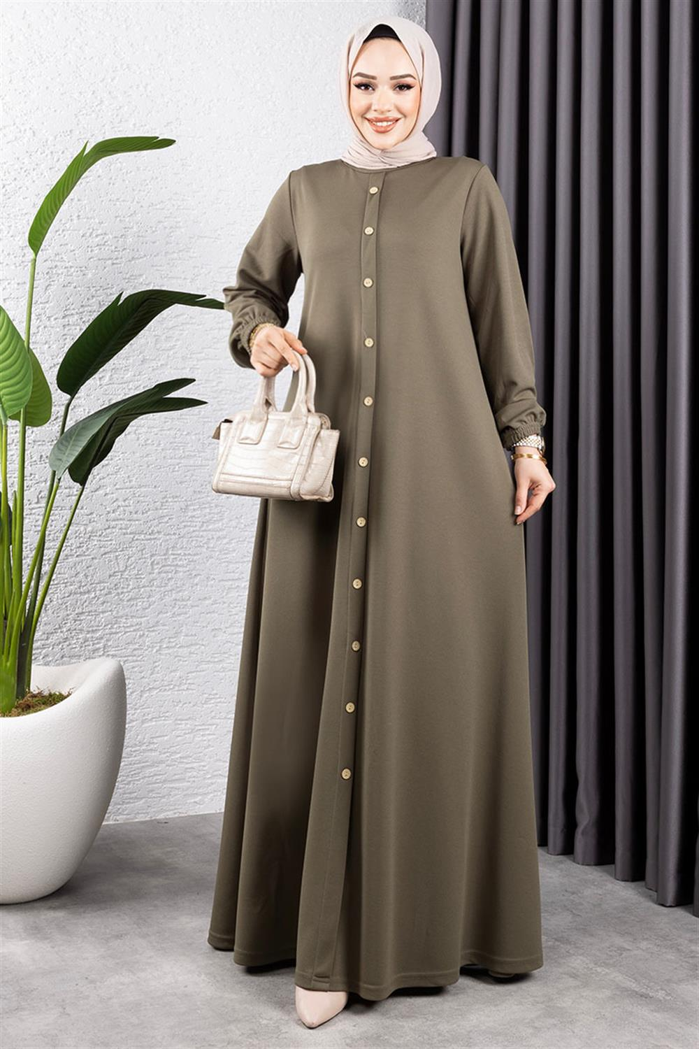 Button Detailed Belted Dress