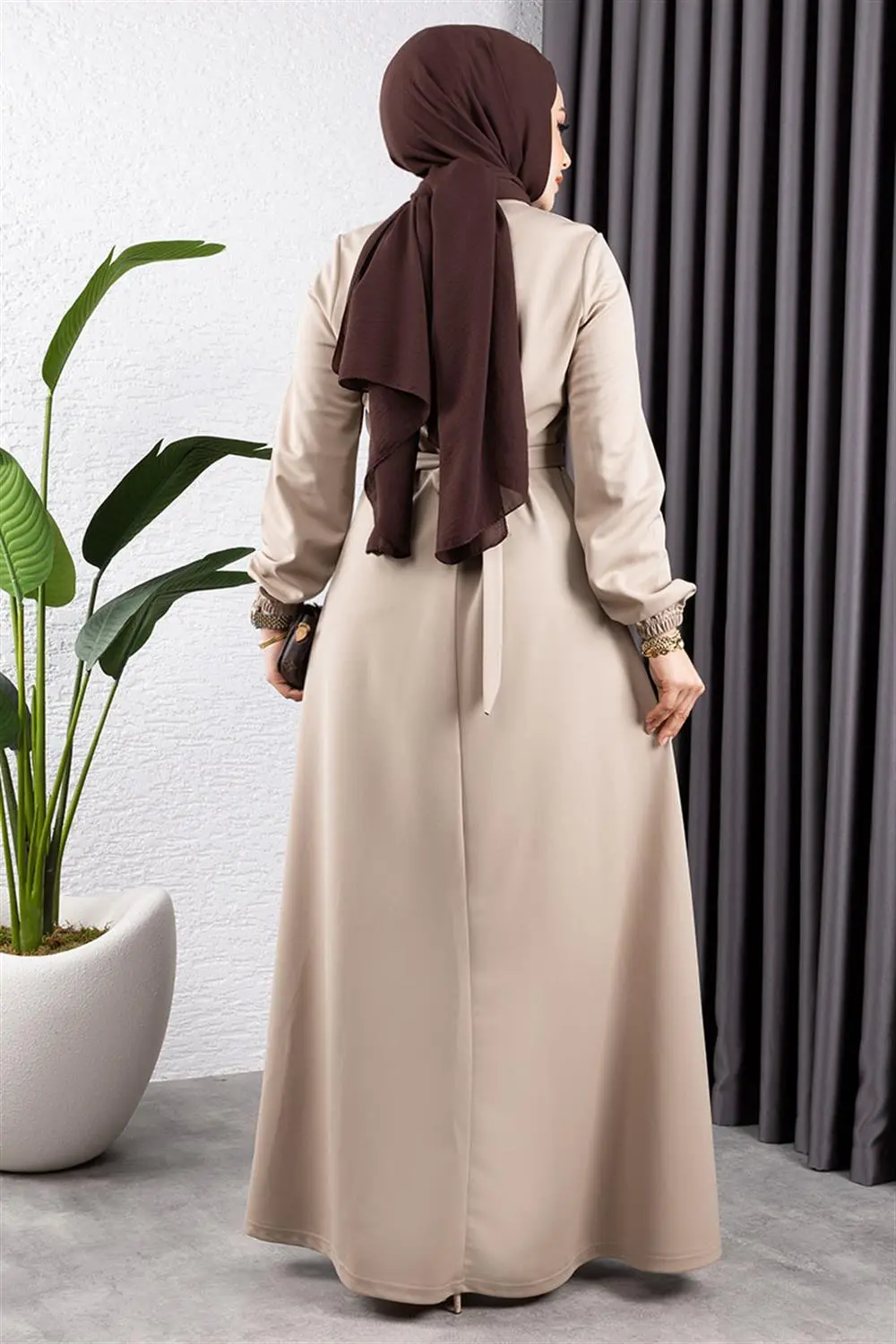 Button Detailed Belted Dress-detail