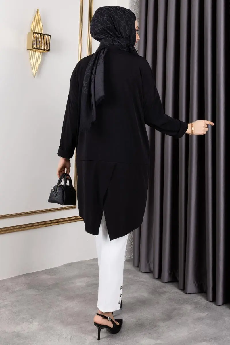 Button Detailed Crepe Trousers-detail