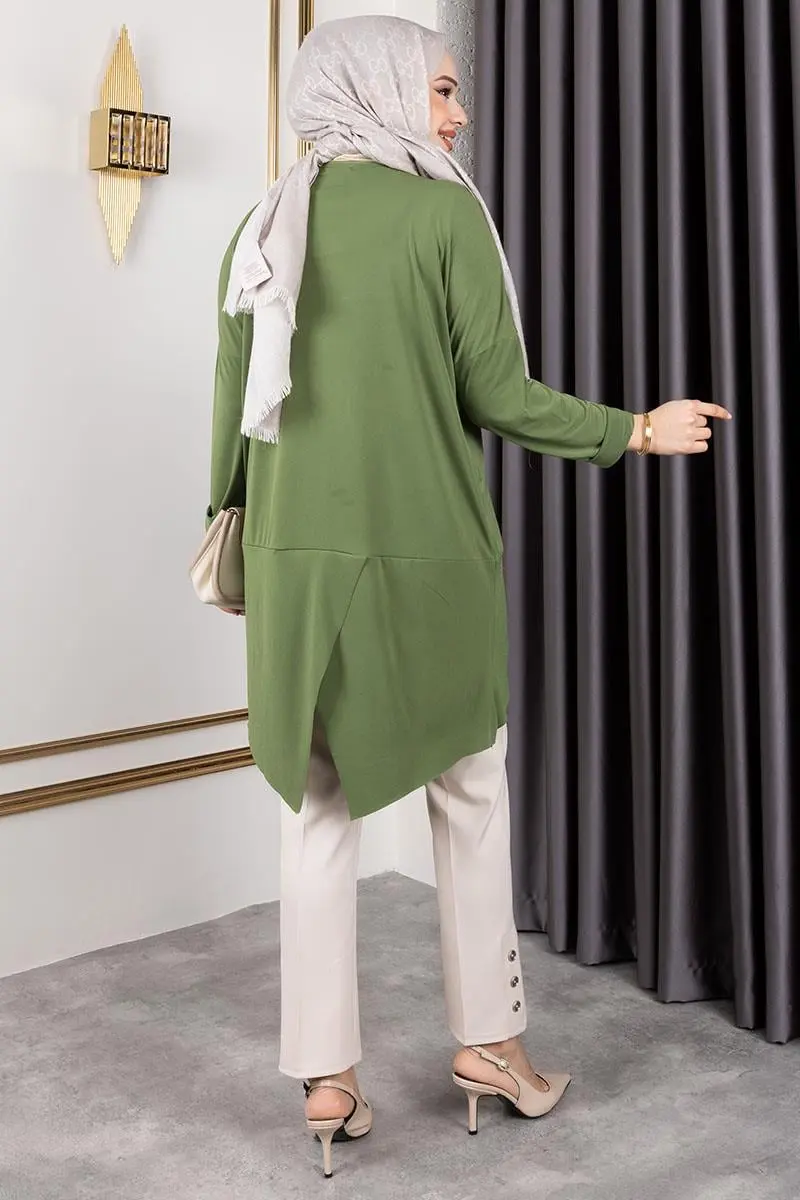 Button Detailed Crepe Trousers-detail