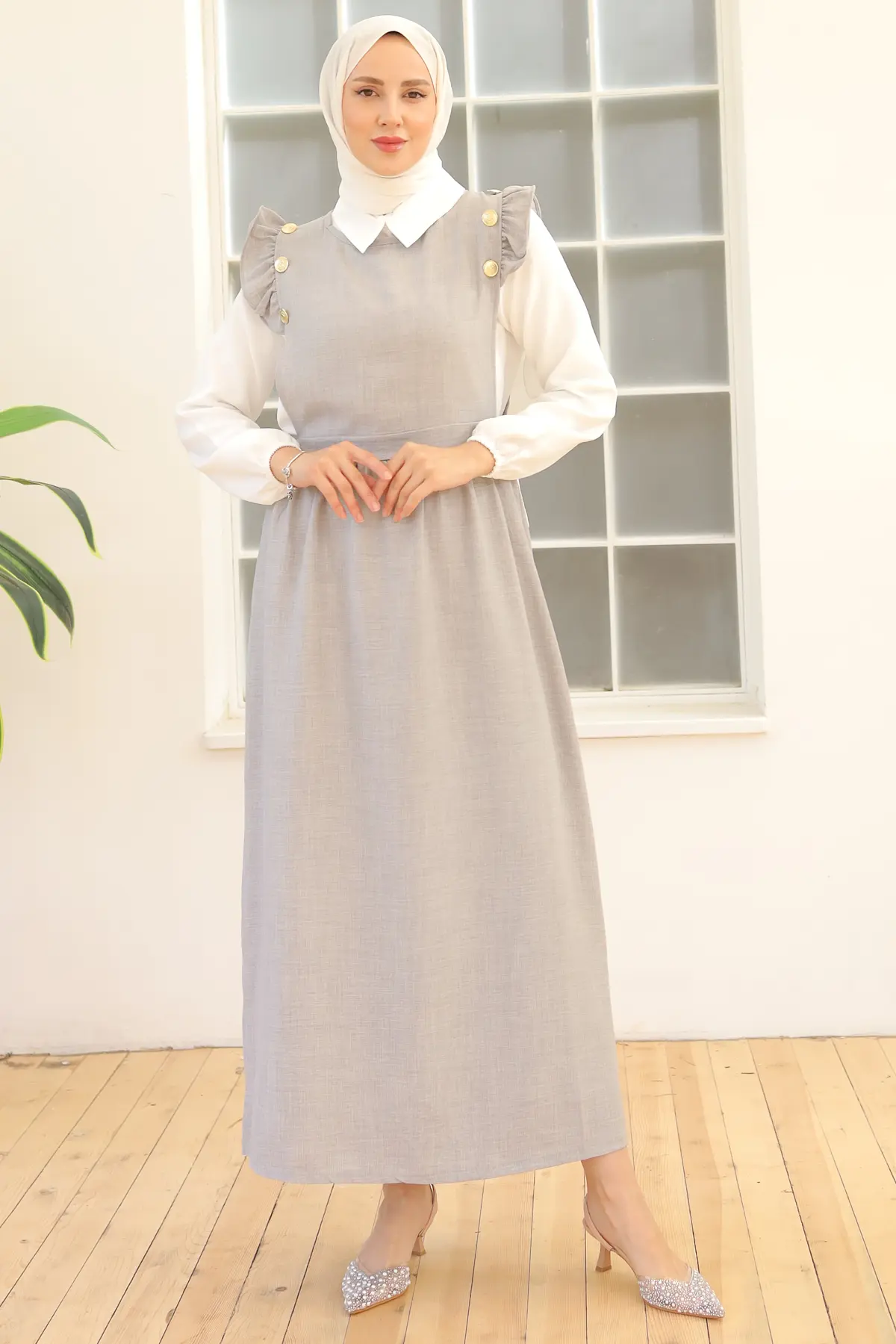 Button Detailed Double Dress-detail