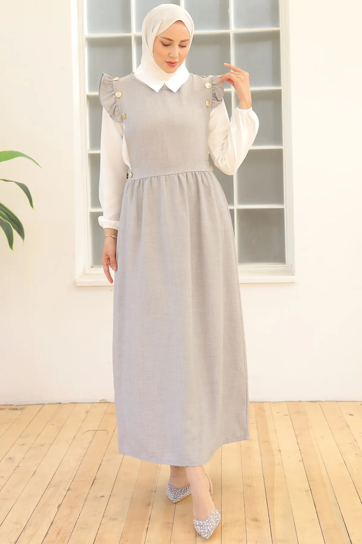 Button Detailed Double Dress-detail