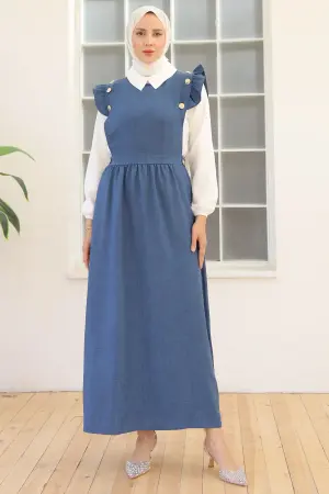 Button Detailed Double Dress