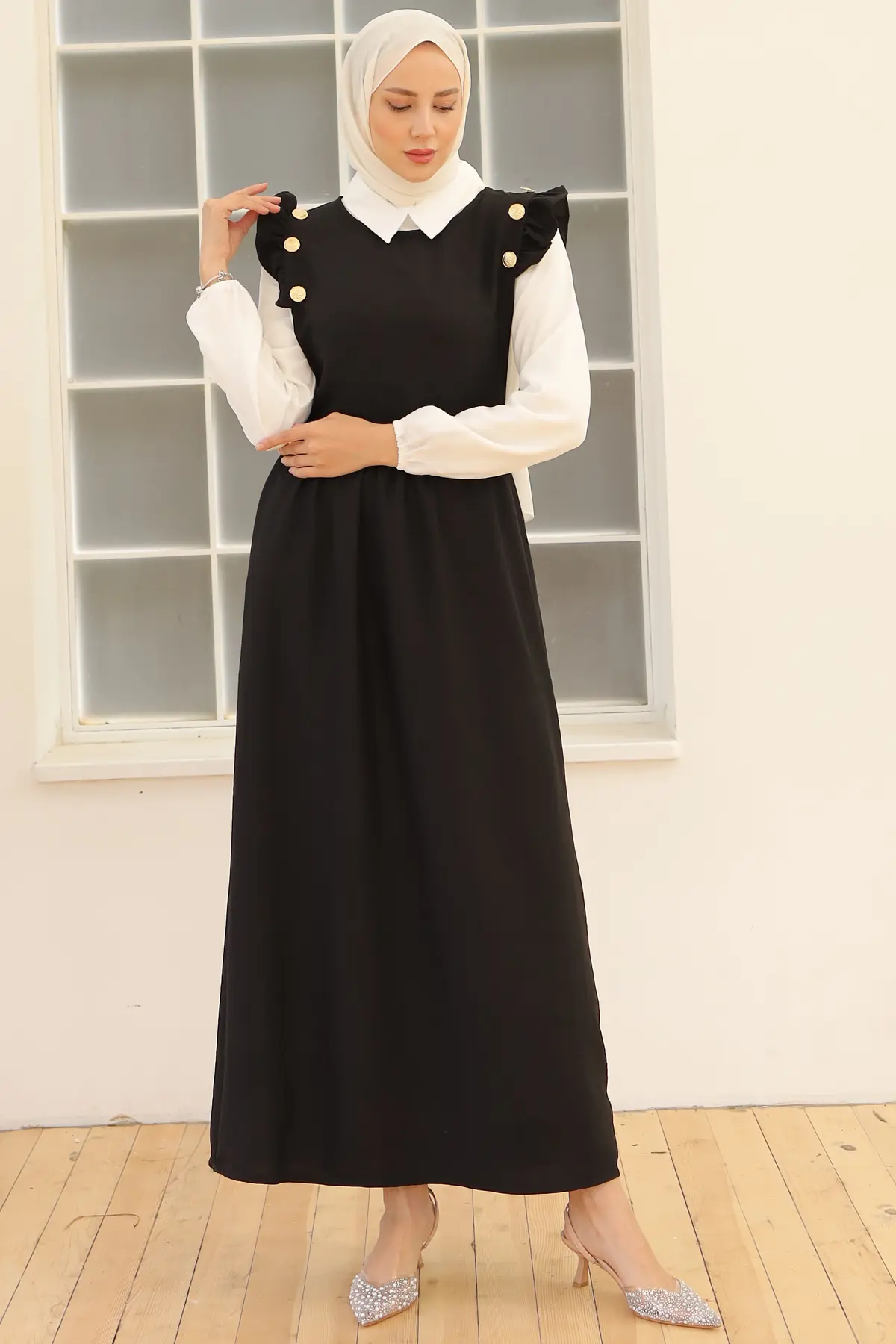 Button Detailed Double Dress-detail