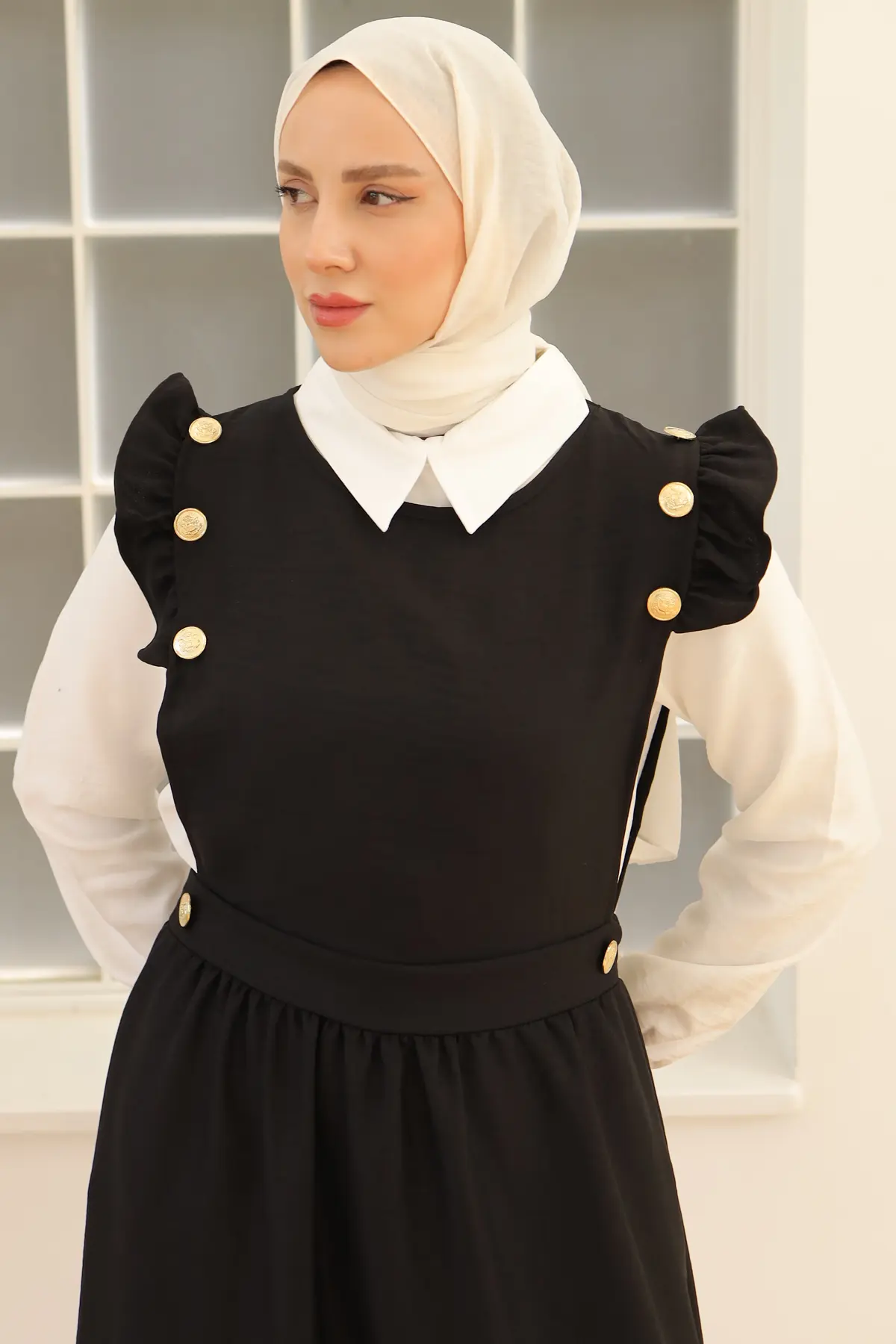 Button Detailed Double Dress-detail