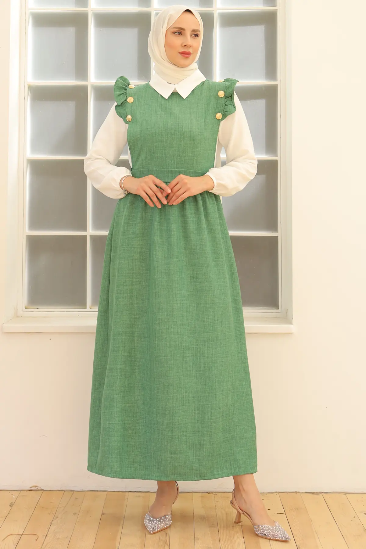 Button Detailed Double Dress-detail