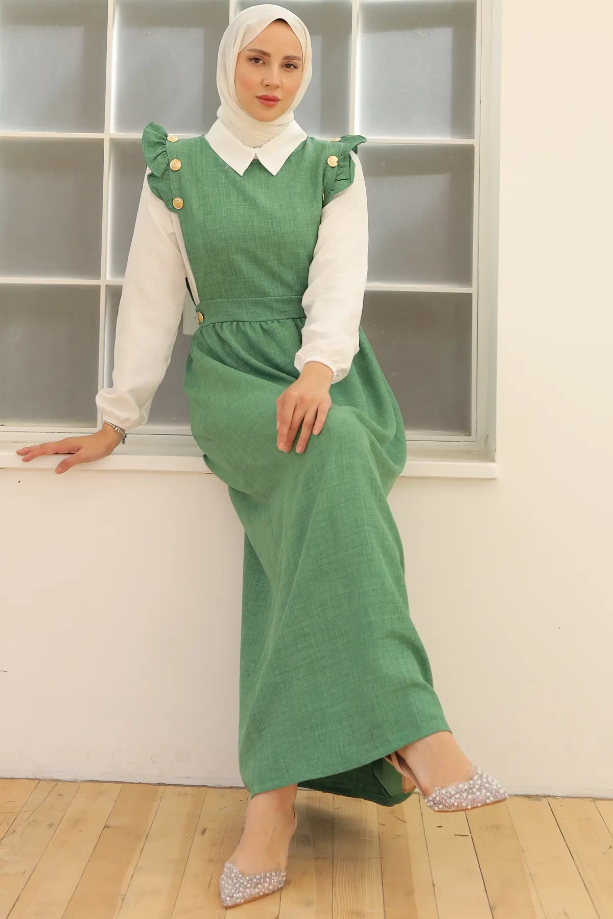 Button Detailed Double Dress-detail