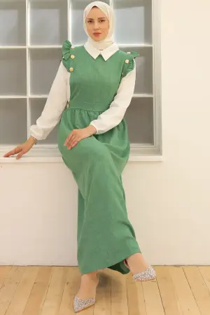 Button Detailed Double Dress