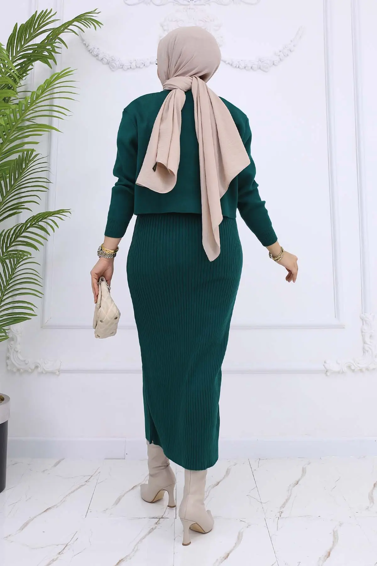 Button Detailed Gilet Knitwear Set-detail