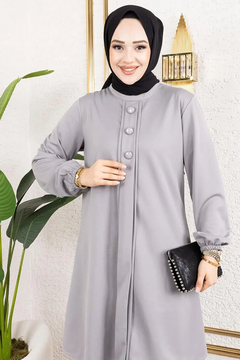 Button Detailed Hijab Suit-detail