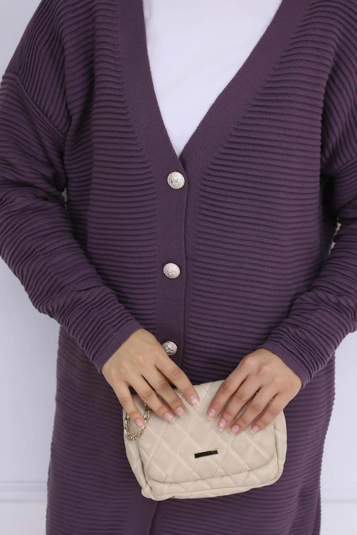 Button Detailed Ribbed Cardigan-detail