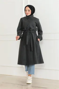Button Detailed Stash Coat