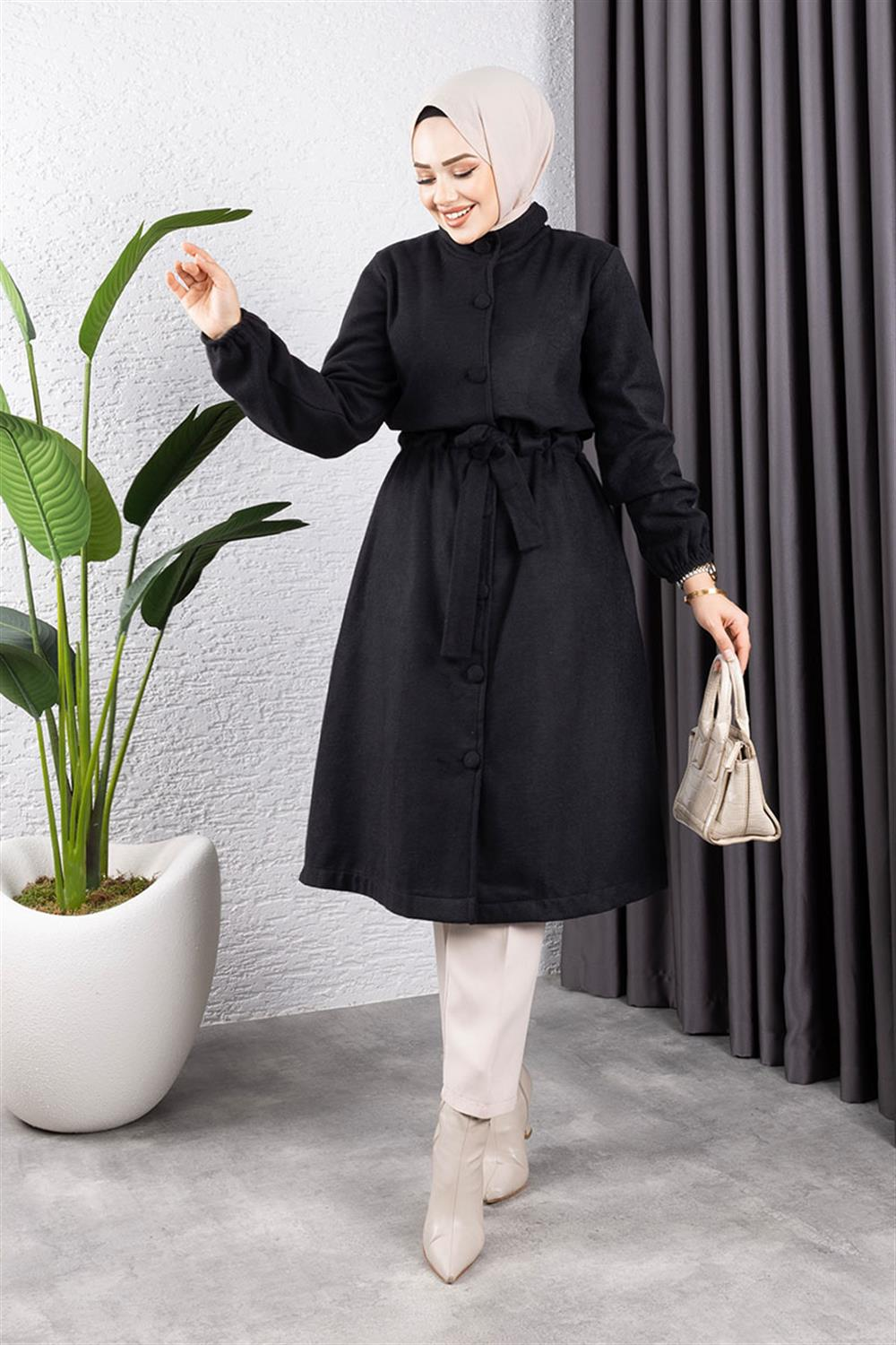 Button Detailed Stash Coat