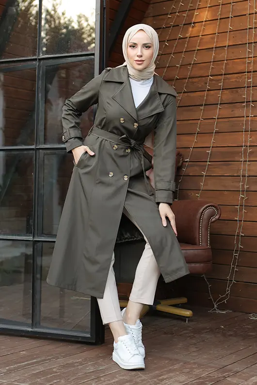 BUTTON DETAILED TRENCH COAT