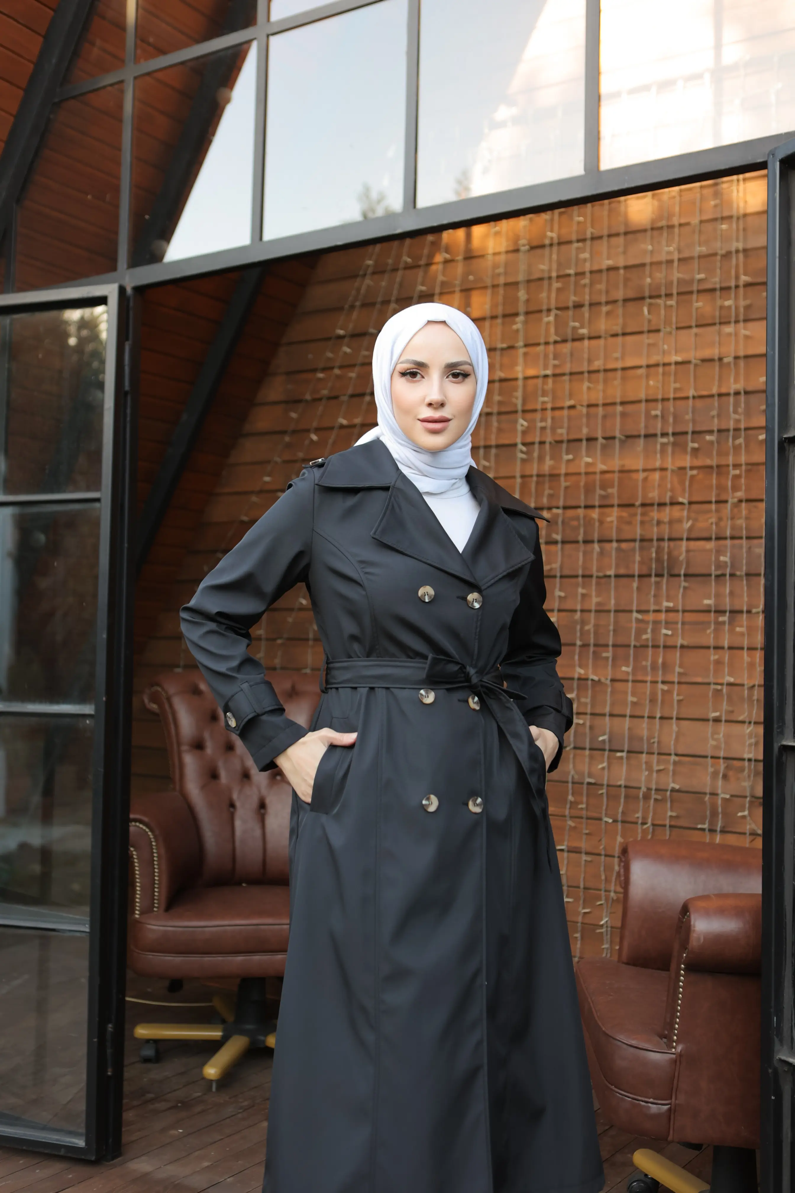 Button Detaıled Trench Coat-detail