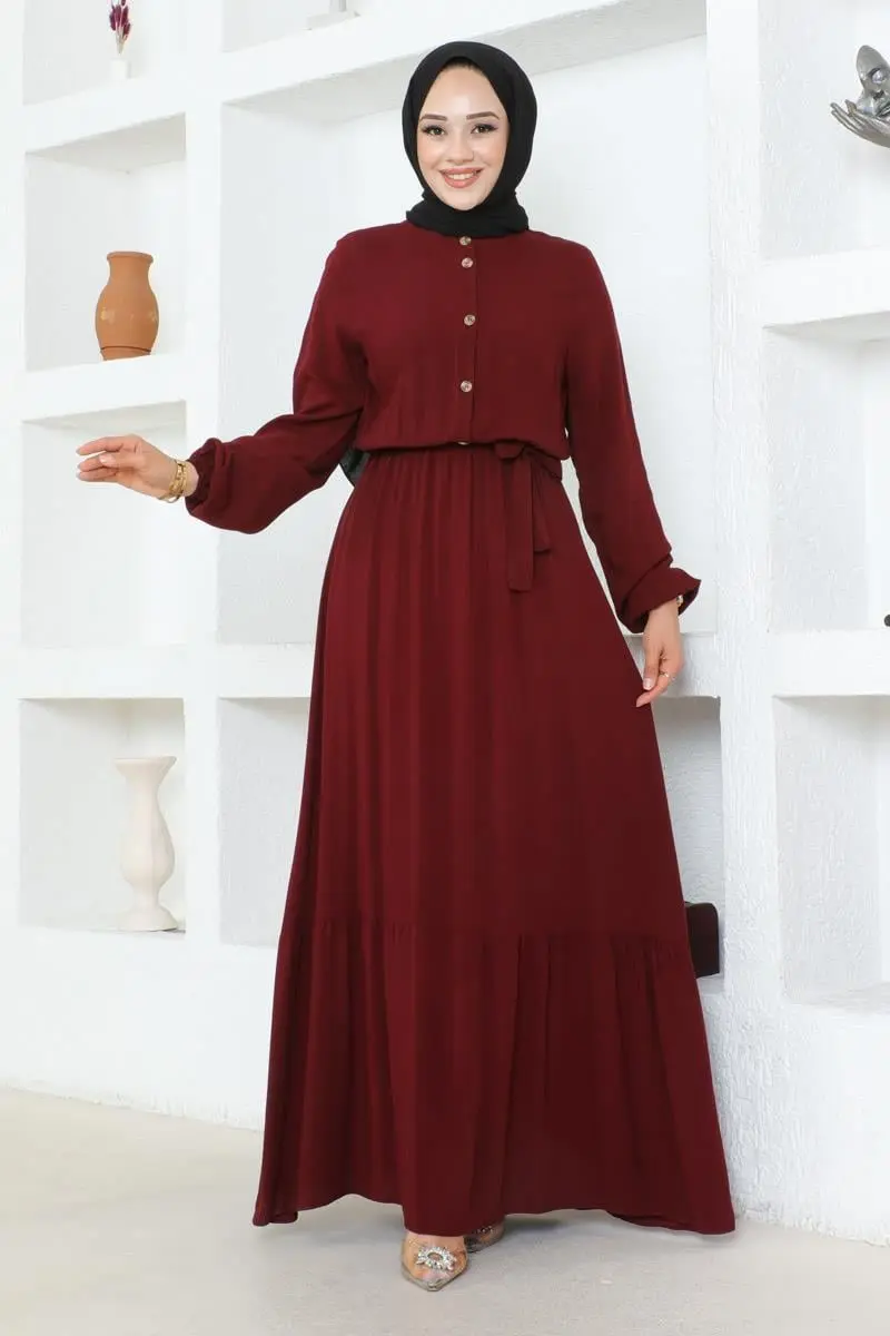 Button Detailed Viscose Dress-detail