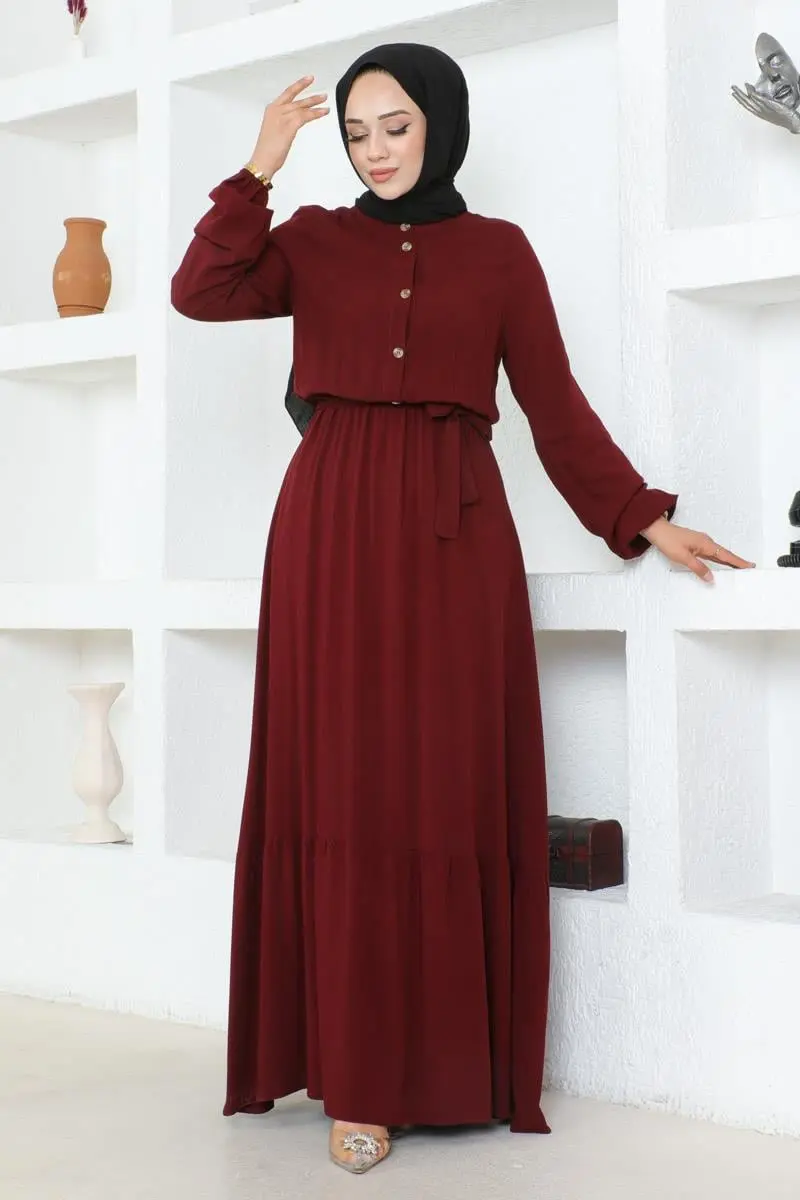 Button Detailed Viscose Dress-detail