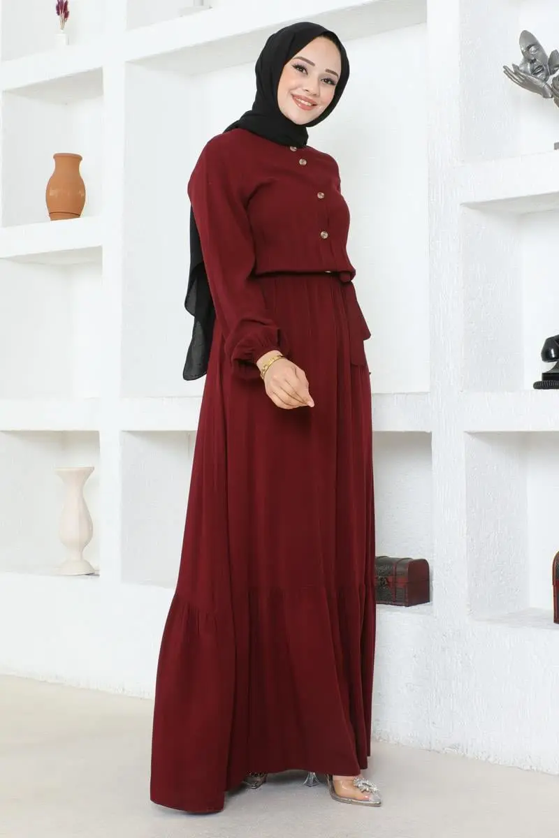 Button Detailed Viscose Dress-detail