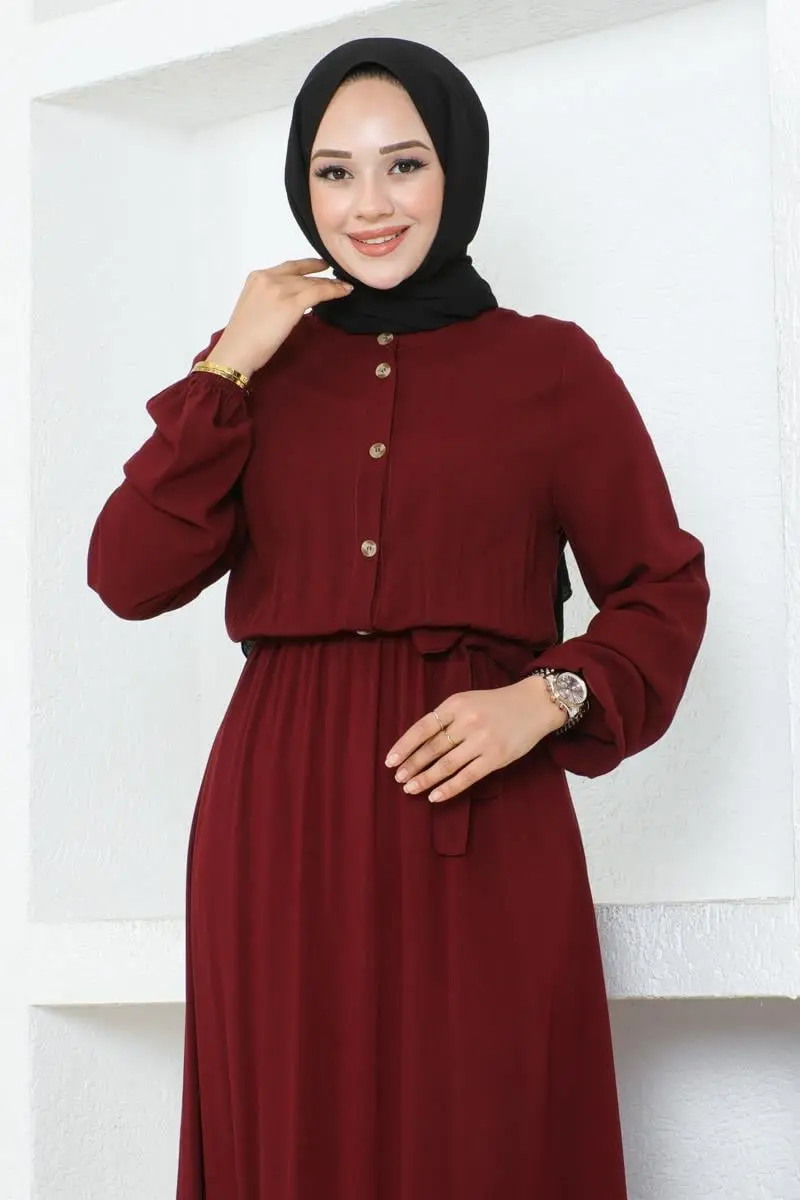 Button Detailed Viscose Dress-detail