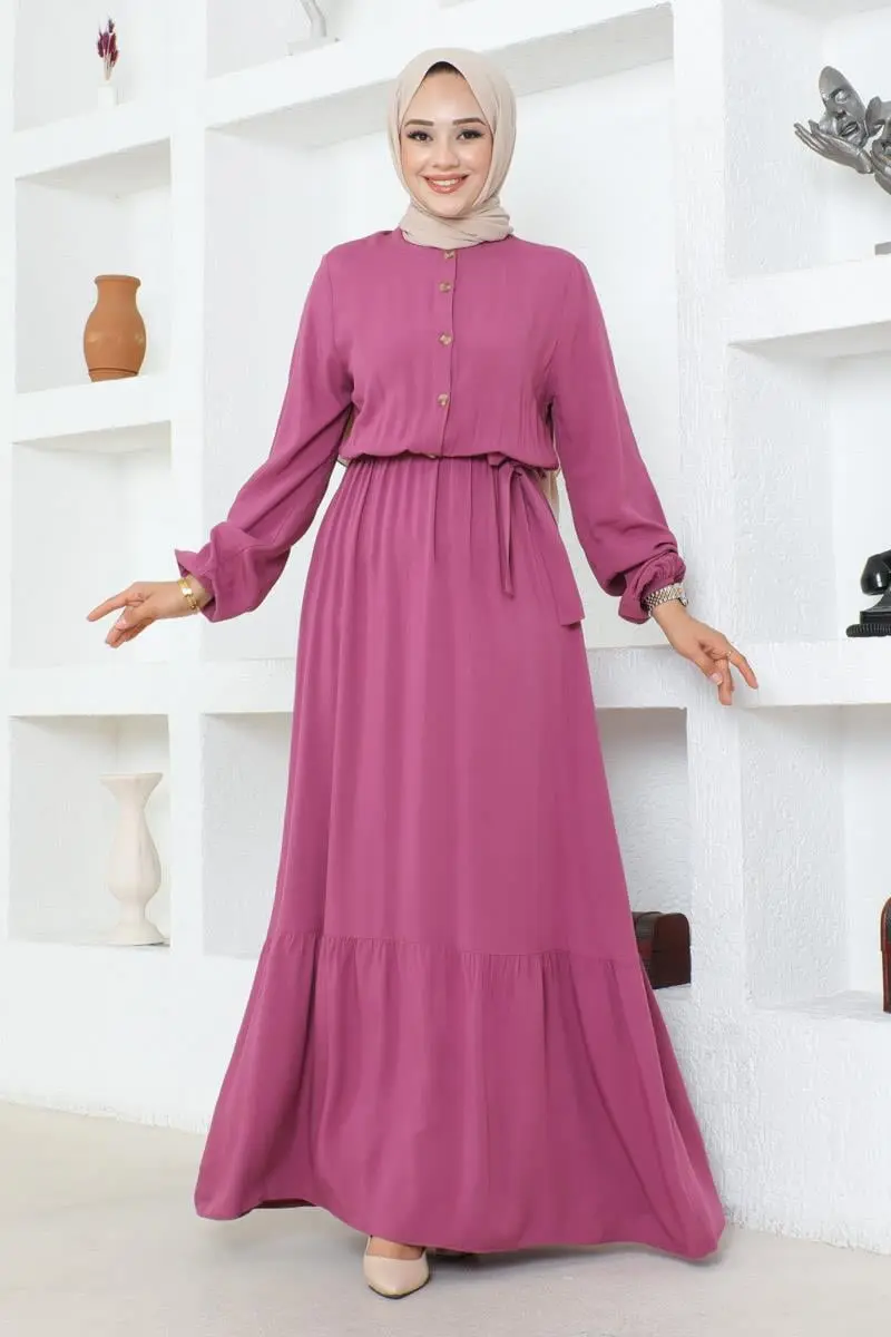 Button Detailed Viscose Dress-detail