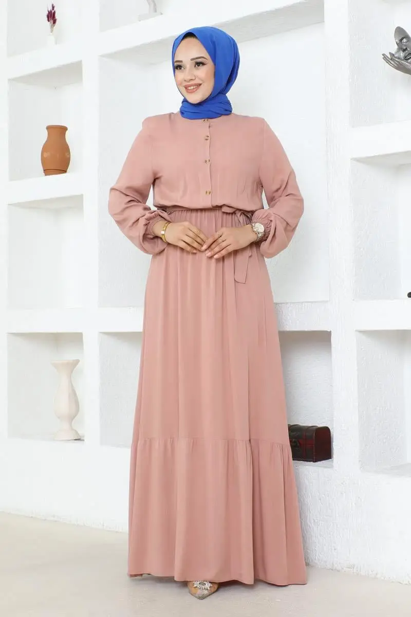 Button Detailed Viscose Dress-detail