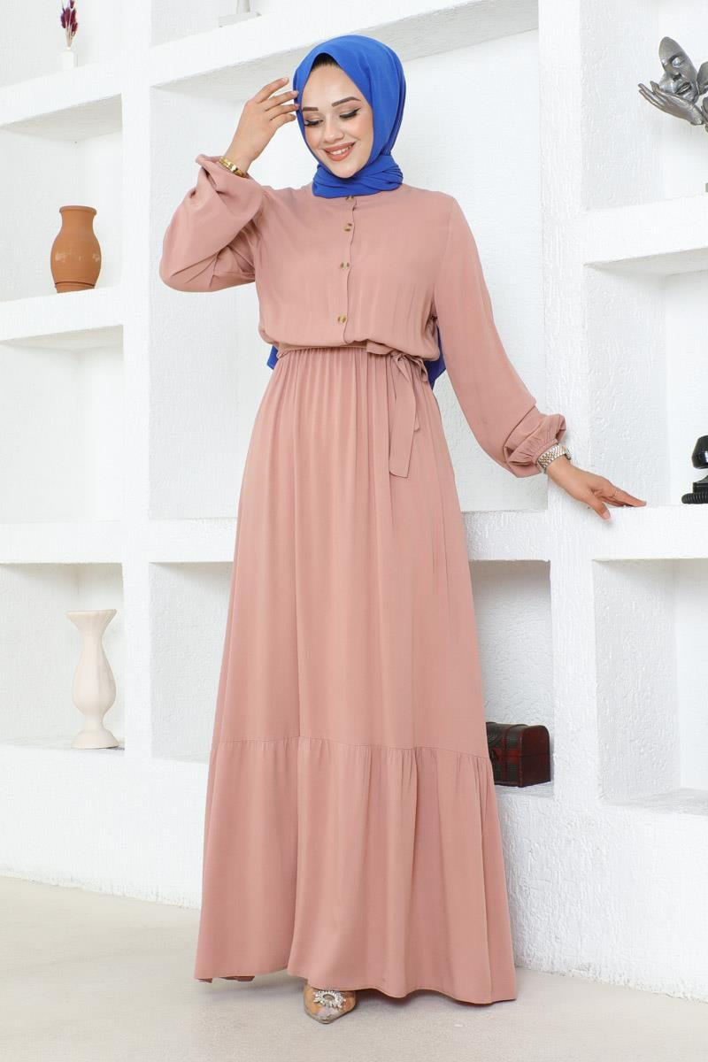 Button Detailed Viscose Dress