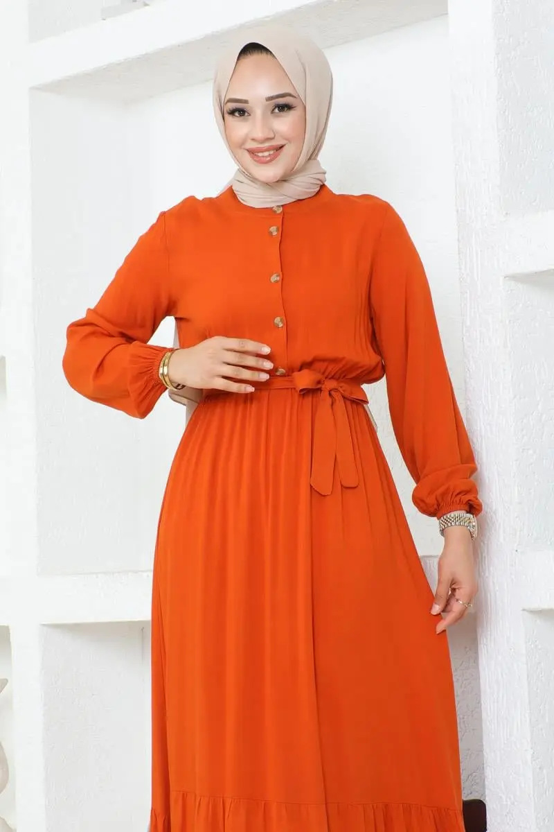 Button Detailed Viscose Dress-detail