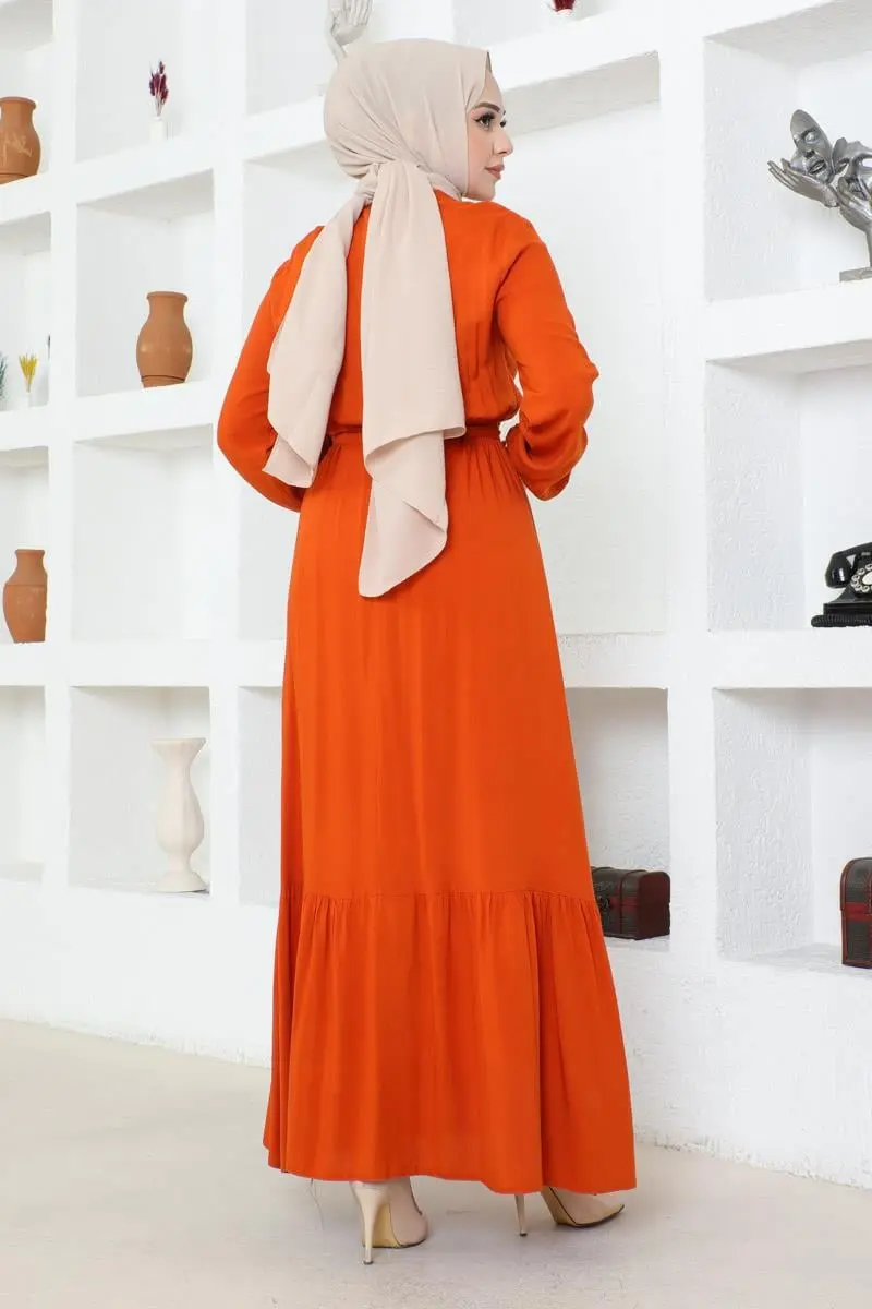 Button Detailed Viscose Dress-detail