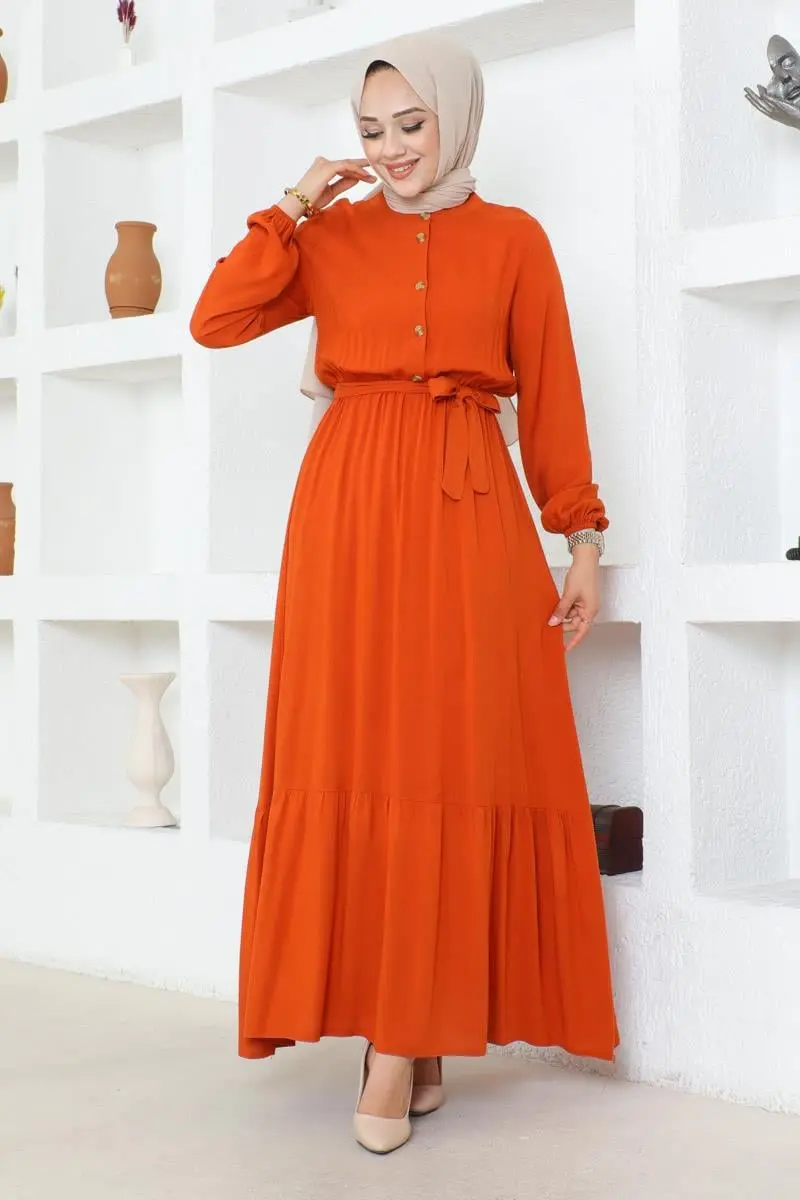 Button Detailed Viscose Dress-detail