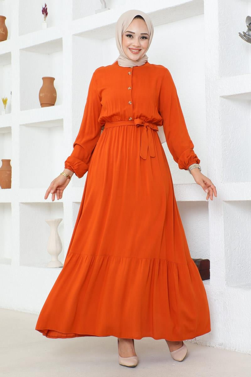 Button Detailed Viscose Dress