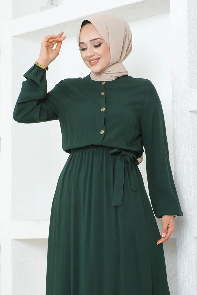 Button Detailed Viscose Dress-detail