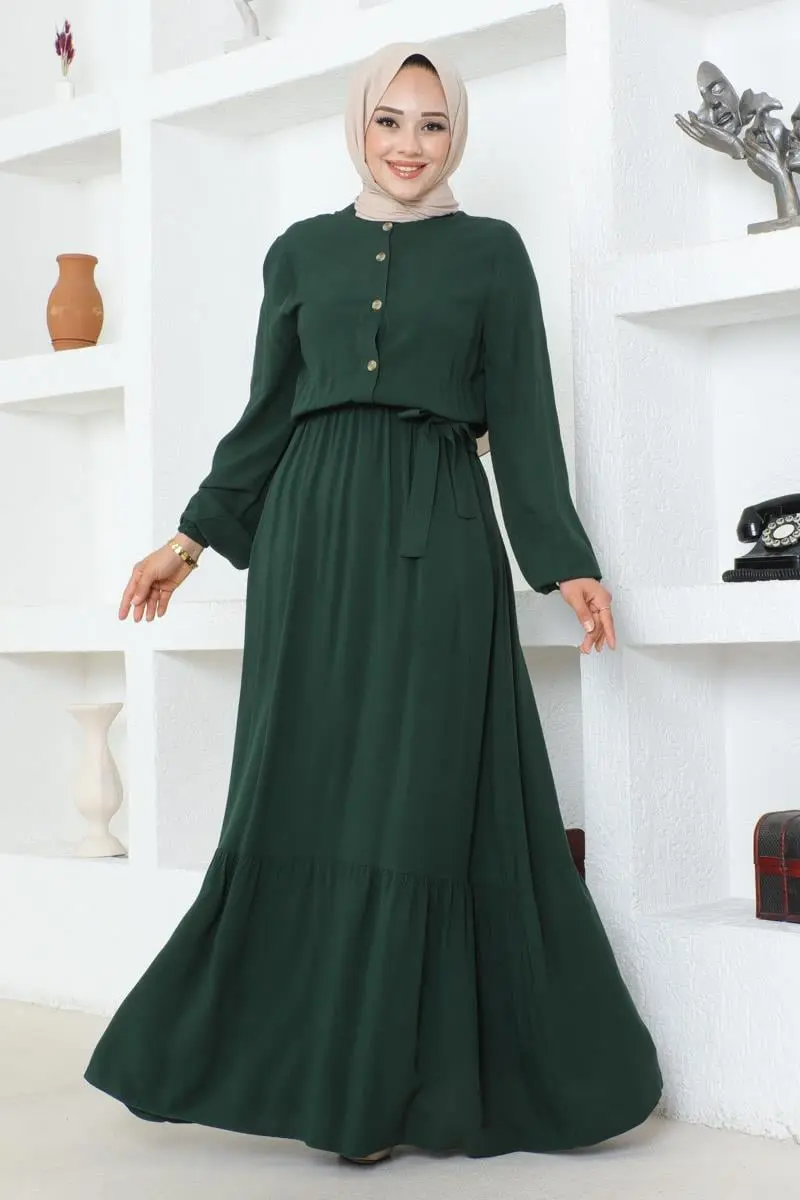 Button Detailed Viscose Dress-detail