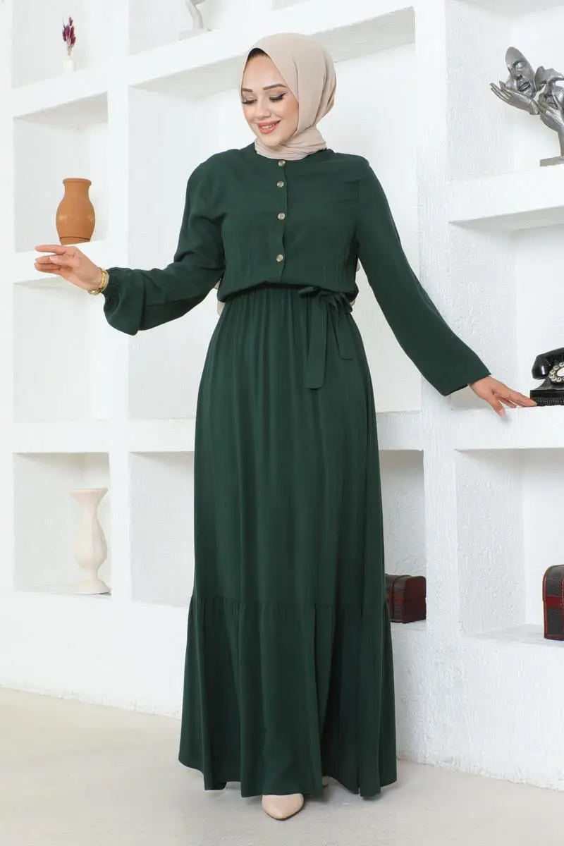 Button Detailed Viscose Dress-detail