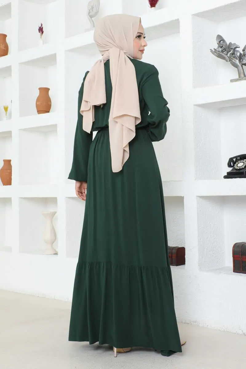 Button Detailed Viscose Dress-detail