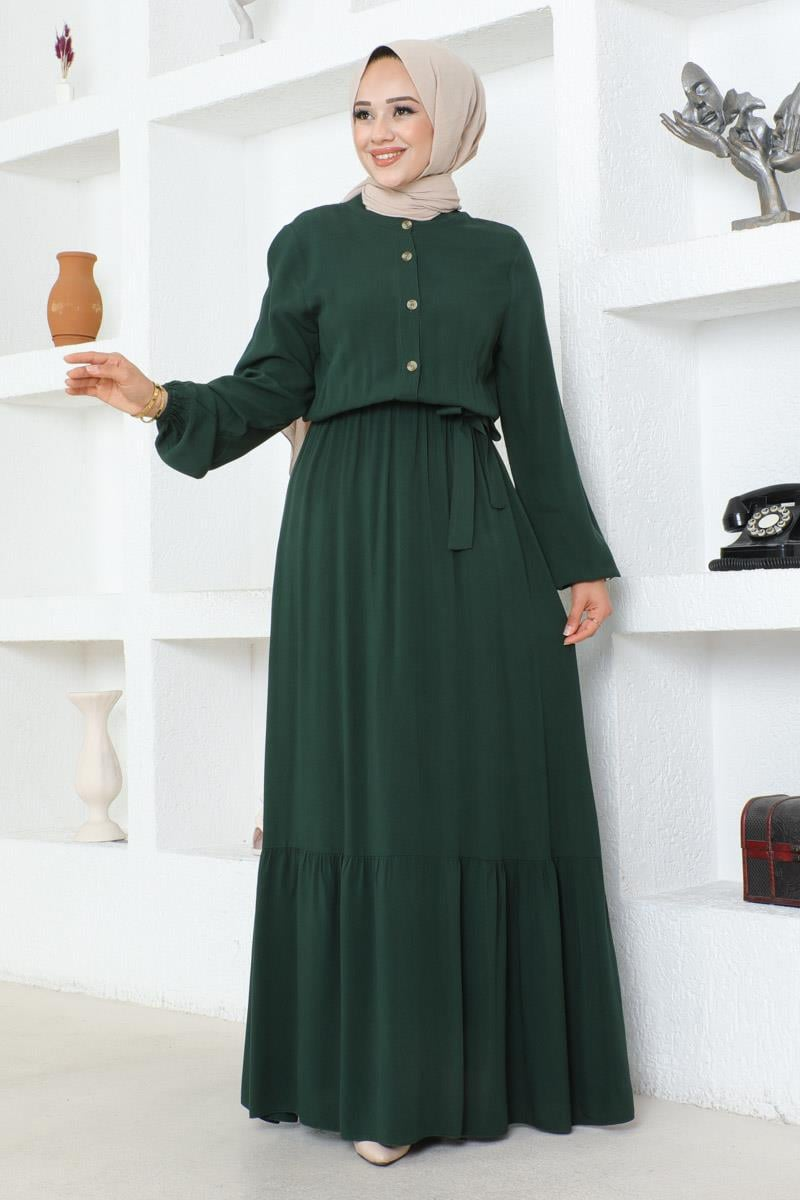 Button Detailed Viscose Dress