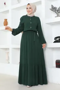 Button Detailed Viscose Dress