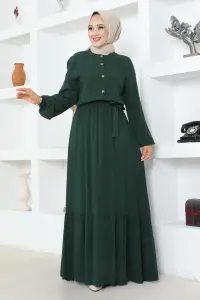 Button Detailed Viscose Dress