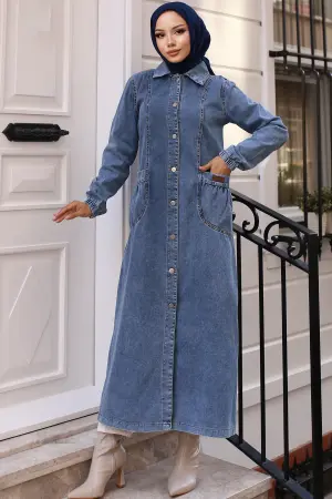 Button-front Denim Cape
